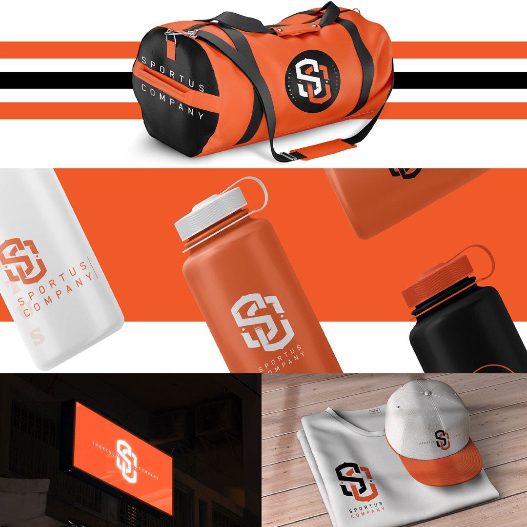 Sportus Company brand identity mockups