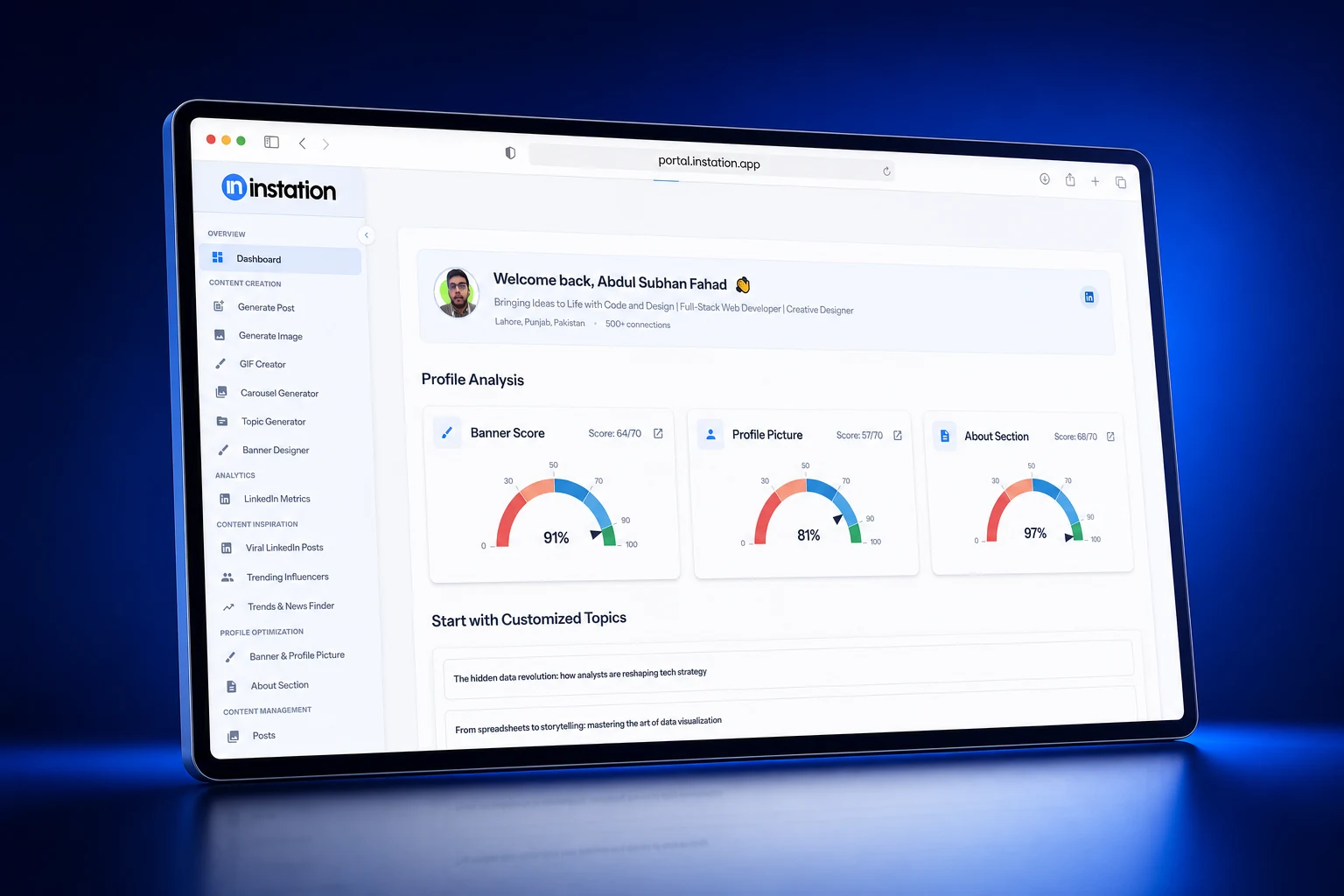 Instation SaaS Founder, 2023